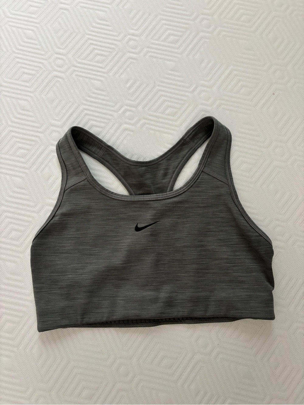 Nike Dark Gray Racerback Sports Bra with Black Swoosh